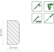 Banklatte R6 Buche roh 950 x 40 x 20 mm