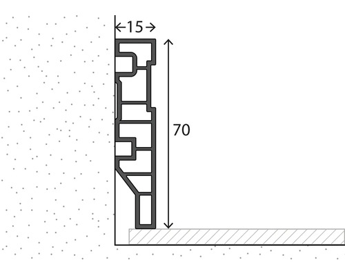 Profilleiste mit den Maßen 15 und 70 Millimeter