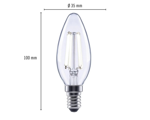 E14 LED Lampe in Kerzenform, 35 mm Durchmesser und 100 mm Länge