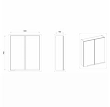 Spiegelschrank Devo Etna 2.0 links BxHxT 60x70x16 cm alpine white