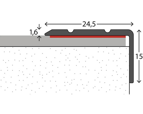 Profilleiste mit Maßangaben 24,5, 1,6 und 15