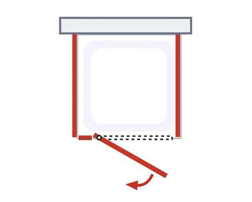 Illustration einer Duschkabine mit Schwenktür