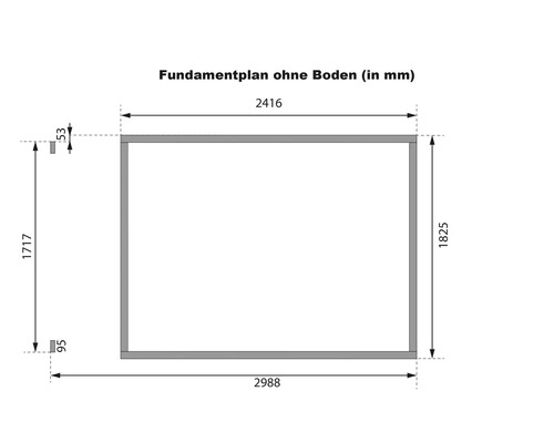 Grundriss ohne Boden mit Maßangaben