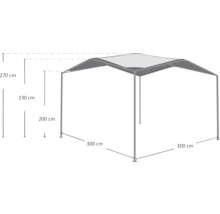Abbildung eines Pavillons mit den Maßen 300 x 300 x 270 Zentimeter.