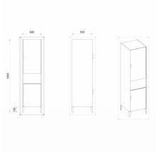 Hochschrank mit 2 Türen Devo Lotos 60x190x53 cm Anschlag links bronze expressive oak