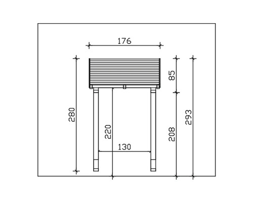 Technische Zeichnung eines Hochbeets mit Maßangaben