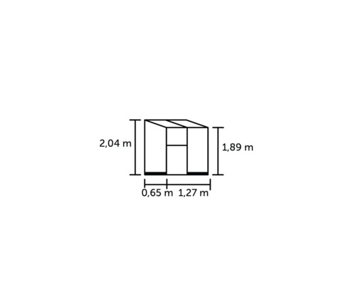 Technische Zeichnung eines Gartenhauses mit Maßangaben
