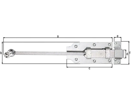Stangenschloss mit Maßangaben