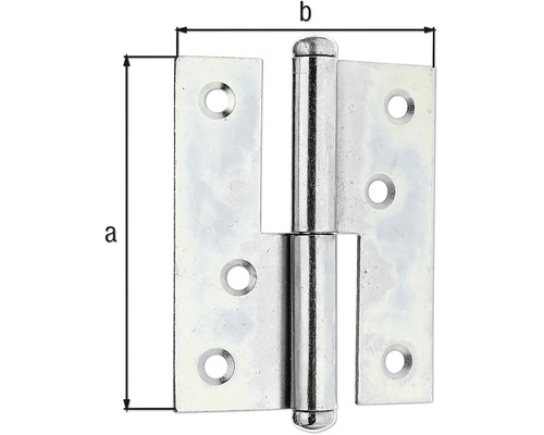 Türscharnier mit den Breitenangaben a und b