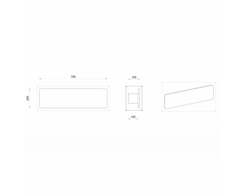 Technische Zeichnung einer Wandleuchte mit Maßangaben