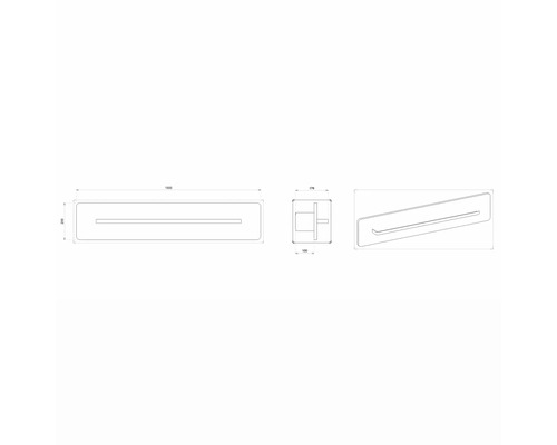 Technische Zeichnung einer Handtuchstange mit Maßangaben
