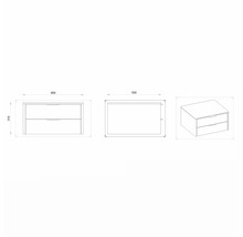 Waschtischunterschrank mit 2 Schubladen Devo Lotos BxHxT 60 x 31 cm x 53 cm Frontfarbe structure avola cremeweiß