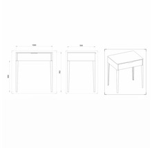 Waschtischunterschrank mit 1 Schublade Devo Lotos BxHxT 100 x 76 cm x 53 cm Frontfarbe structure avola cremeweiß