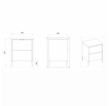 Waschtischunterschrank mit 2 Schubladen Devo Lotos BxHxT 70 x 76 cm x 53 cm Frontfarbe structure avola cremeweiß