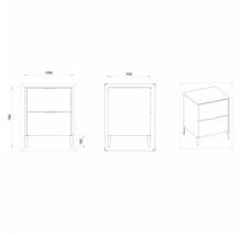 Waschtischunterschrank mit 2 Schubladen Devo Lotos BxHxT 100 x 76 cm x 53 cm Frontfarbe structure avola cremeweiß