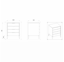 Waschtischunterschrank mit 4 Schubladen Devo Lotos BxHxT 100 x 76 cm x 53 cm Frontfarbe perfect touch stahlgrau