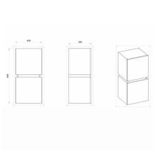 Technische Zeichnung eines Badschranks mit den Maßen 400 x 350 x 840 mm.
