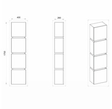 Hängehochschrank mit 4 Türen Devo Viva 2.0 links BxHxT 40x170x26 cm oak halifax white