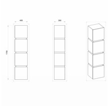 Hängehochschrank mit 4 Türen und 3 Schubladen Devo Viva 2.0 rechts BxHxT 40x170x35 cm natural hickory