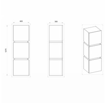 Hängeschrank mit 3 Türen Devo Viva 2.0 links BxHxT 40x127x35 cm natural hickory
