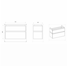 Waschtischunterschrank mit 2 Schubladen Devo Viva 2.0 BxHxT 97x66x44 cm oak halifax white