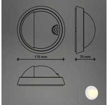 Technische Zeichnung einer runden Leuchte mit den Maßen 170 mm Durchmesser und 70 mm Tiefe.