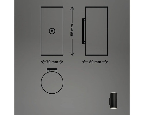 Abmessungen einer Wandleuchte