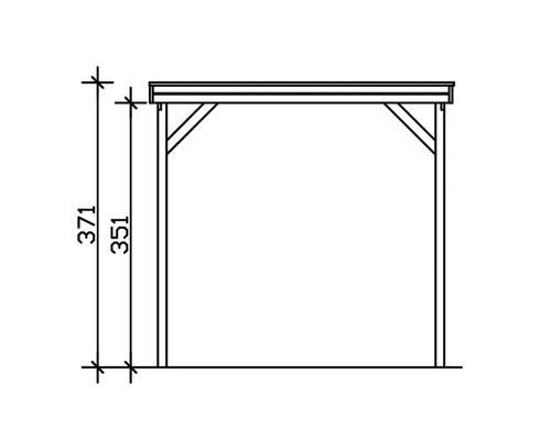 Technische Zeichnung eines Pavillons mit Höhenangaben