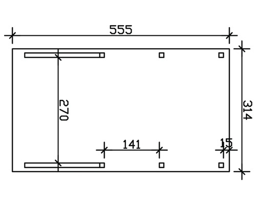 Technische Zeichnung mit Maßangaben: 555, 314, 270, 141 und 15.