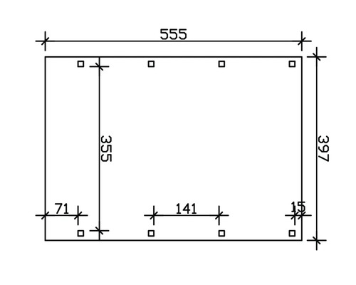 Technische Zeichnung mit Maßangaben in Millimetern