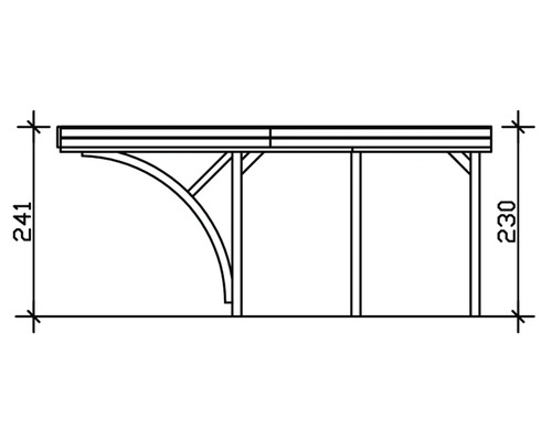Technische Zeichnung eines Carports mit Höhenangaben.