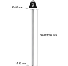 Tarrox Tischbein rund Ø 30 x 700 mm, silber