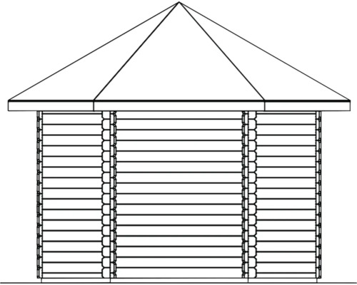 Illustration eines Gartenhauses mit Pyramidendach.