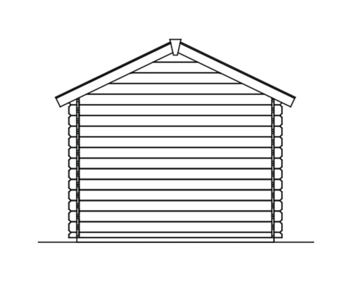 Illustration eines Gartenhauses im Blockhausstil