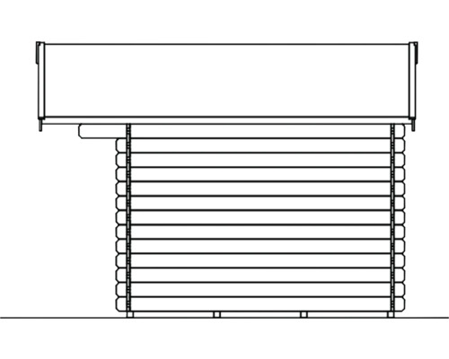 Seitenansicht eines Gartenhauses aus Holz