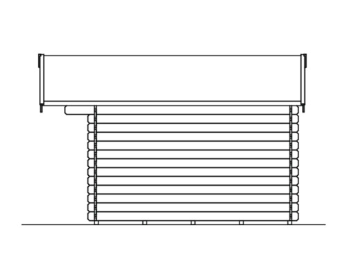 Zeichnung eines Gartenhauses aus Holz