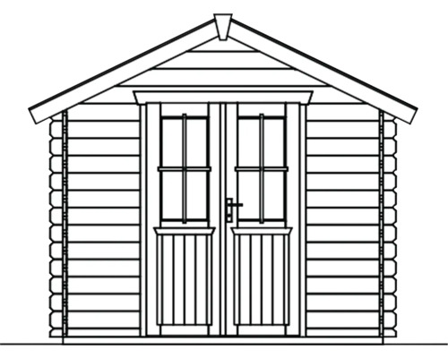 Illustration eines Gartenhauses mit Doppeltür.