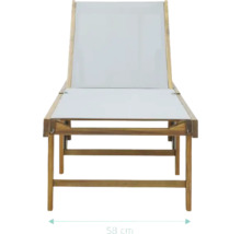 Sonnenliege GARDEN PLACE Linda 195 x 63 x 40 cm natur aus robustem Akazienholz, Rückenlehne verstellbar, Klappfunktion für platzsparende Lagerung, mit Rollen, inkl. ausziehbarer Beistelltisch
