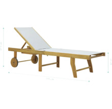 Sonnenliege GARDEN PLACE Linda 195 x 63 x 40 cm natur aus robustem Akazienholz, Rückenlehne verstellbar, Klappfunktion für platzsparende Lagerung, mit Rollen, inkl. ausziehbarer Beistelltisch