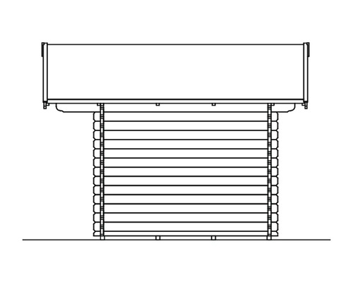 Illustration eines Gartenhauses in Blockbohlenbauweise