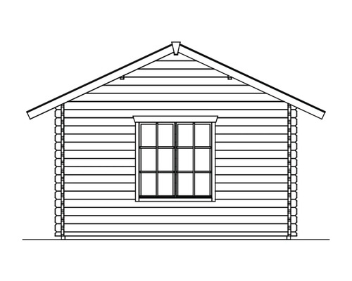 Zeichnung eines Gartenhauses mit Fenster