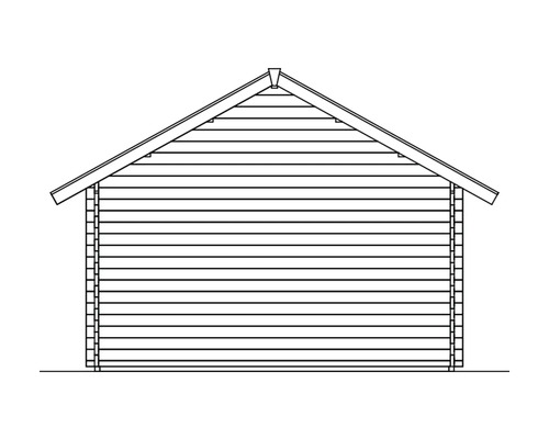 Illustration eines Gartenhauses mit Satteldach