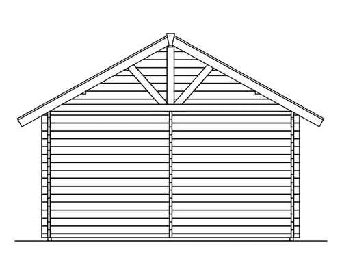 Illustration eines Gartenhauses mit Satteldach aus Holz