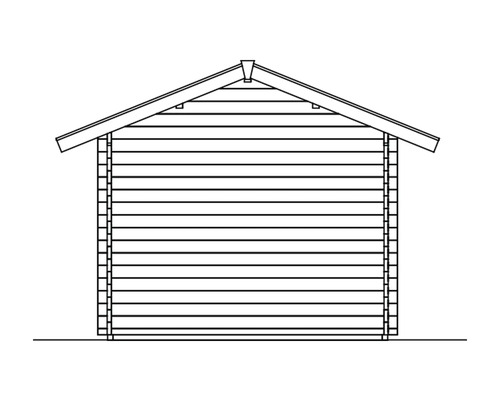 Illustration eines Gartenhauses aus Holz