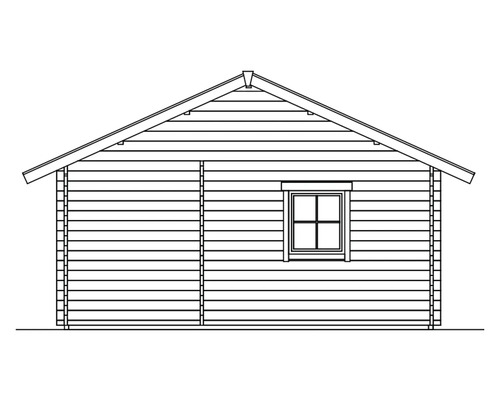 Illustration eines Gartenhauses mit Fenster und Satteldach