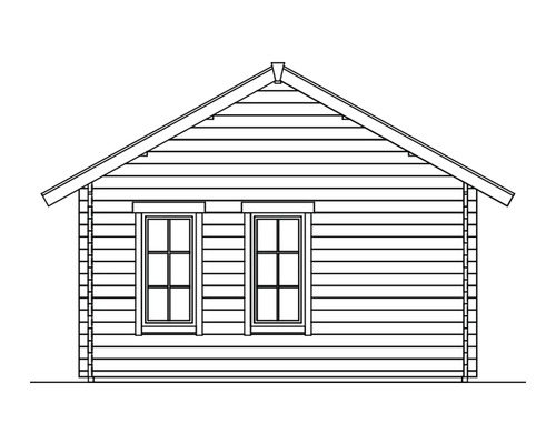 Illustration eines Gartenhauses mit zwei Fenstern
