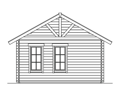 Illustration eines Gartenhauses mit zwei Fenstern