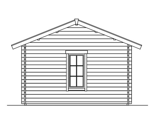 Zeichnung eines Gartenhauses mit Fenster
