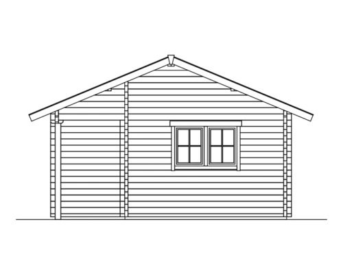Illustration eines Gartenhauses mit Tür und Fenster