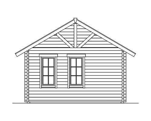 Illustration eines Gartenhauses mit zwei Fenstern